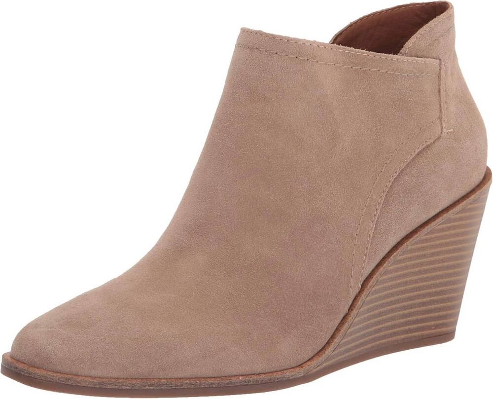 Lucky Brand Macawi Suede wedge booties in Dune Taupe Tan NEW 10